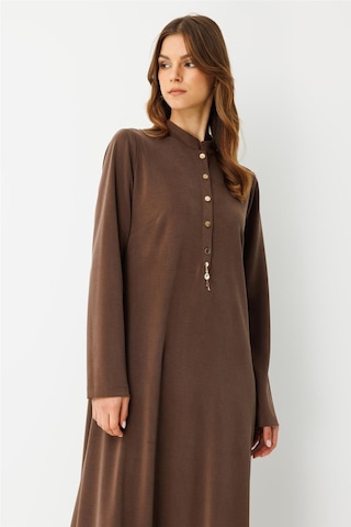 Oysh Kumaş Elbise Kahve Kahve