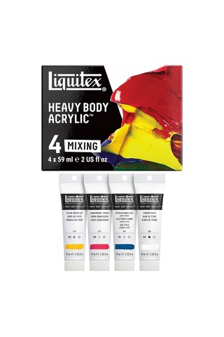 3699309 Professional Heavy Body Akrilik Boya, Sanatçı Kalitesinde, Mükemmel Işık Haslığı, Yağlı Tutarlılık, Renk Seti - 4 Renk Her Biri 59 Ml Tüp