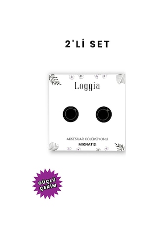 Eşarp Ve Şal Mıknatısı Parlak Siyah 2 Çift - Başörtü Tutucu Kadın Tesettür Aksesuar Mıknatıs Siyah 2li