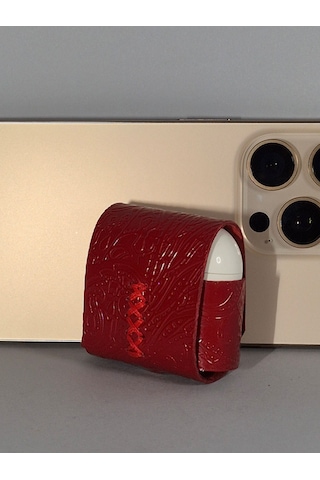 Gogo Hakiki Deri Apple Uyumlu Airpods 4.nesil Kılıf Kırmızı