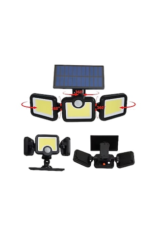 Muratech Solar Sensörlü Led Projektör Hareket Algılayıcılı Güneş Enerjili Bahçe Lambası Dış Me Ay Siyah