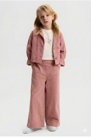 Xo Kids Kız Çocuk 3lü Alt Üst Kombin Takmı 4-8 Yaş Set0510 Gülkurusu
