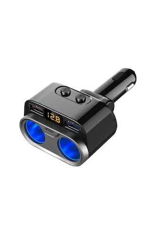 Ebitda 150w Araç Şarj Adaptörü Pd+qc3.0 2 Soketli Güç Ayırıcı 12-2 Siyah