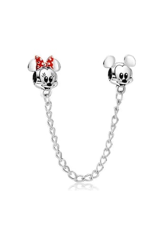 Mickey Mouse Ve Minnie Mouse Güvenlik Zinciri Charm Gümüş Kaplama