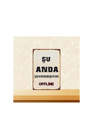 Şu Anda Çevrimdışıyım 20-30 Cm Retro Ahşap Poster Çok Renkli - 743297513 Çok Renkli