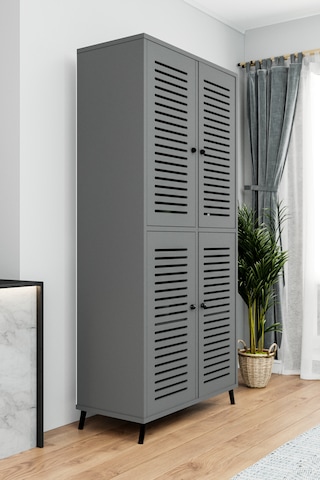 Enwood Deneb Mdf Gri 4 Kapaklı Panjur Kapak Ahşap Ayaklı Kiler