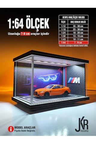 Fast And Furious V3 Diecast Led Işıklı Akrilik Korumalı Stand/diorama 1:64 Ölçek