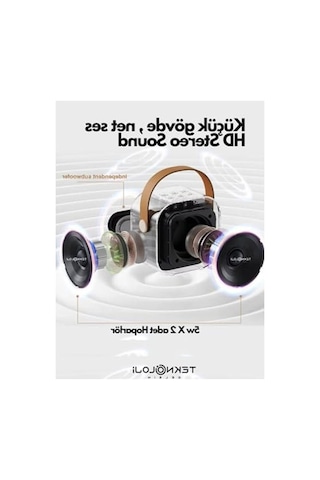 Kablosuz Bluetooth Hoparlör, Karaoke Mikrofon Ve 5 Ses Efekti İle Hd Stereo