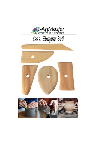 Yassı Ebeşuar Seti 5 Li 1 Paket Şekillendirme Aleti Ahşap Kil Seramik Çömlek Heykel Kazıyıcı Modelleme Şekillendirici