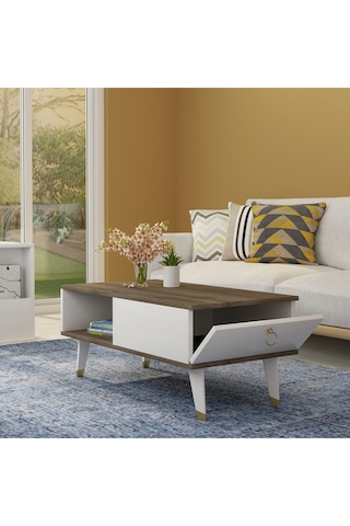 Delux Kapaklı Orta Sehpa Ceviz-beyaz Ceviz-beyaz