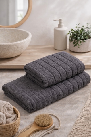 Violeta Model 2'li Banyo Havlu Seti Antrasit