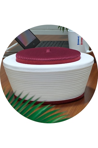 Fabrikam06 Bordo Sarık İmam Sarığı Cami Sarığı Namaz Sarığı S102 57 Cm Bordo - Beyaz