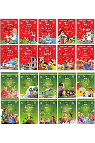 1.ve 2. Sınıflar Için Resimli Dünya Klasikleri 1-2 20 Kitap + Kitap Okuma Not Defteri