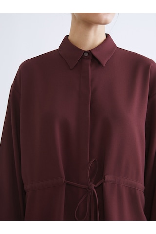 Lcwaıkıkı Classic Bordo Beli Bağlamalı Kadın Gömlek Tunik