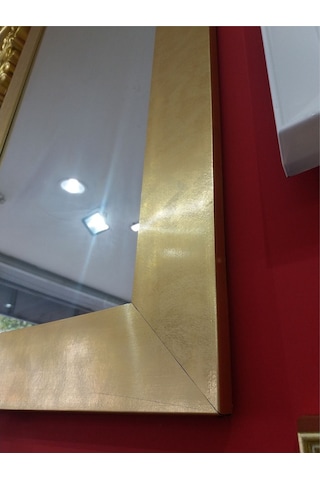 Büyük 124X64Cm Altın Yaldız Salon Antre Komodin Etajer Boy Aynası Altın