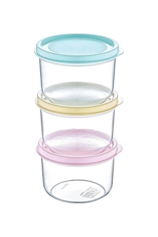 3 Lü Mini Yuvarlak Saklama Kabı 3x175ml
