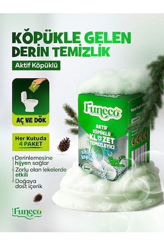 Klozet Tuvalet Wc Temizleyici, Aktif Köpüklü, 1 Kutu, 4 Paket 300g, Ekolojik Doğa Dostu, Çam