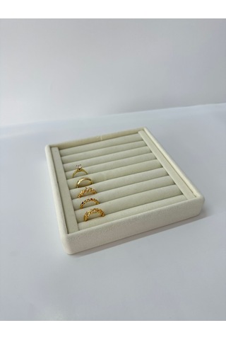 Yerli Üretim Süet Kumaş Krem Renk 15 Cm / 15 Cm Yüzük Sergileme S Krem