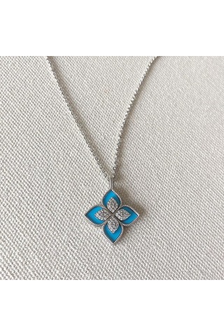 Yonca Mineli İkili Çelik Kolye Çok renkli