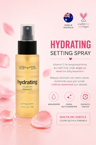 Bys Setting Spray Hydrating With Vitamin C C Vitaminli, Nem Veren Ve Makyaj Sabitleyici Sprey