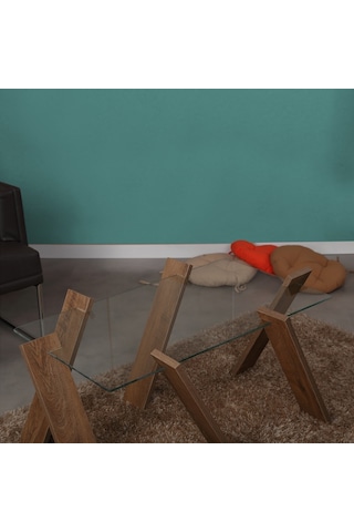 Roman Maxi Cam Orta Sehpa Kafkas Meşe / Renkli Orta Sehpa