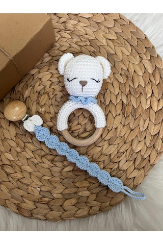 Amigurumi Emzik Zinciri Çıngırak Seti Beyaz