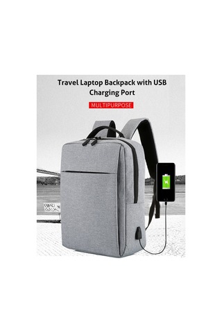 Skycity Usb Portlu 15 İnç Bilgisayar Çantası - Büyük Kapasiteli İş/seyahat Sırt Çantası Gri Gri
