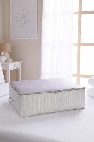 Ocean Home Textile Büyük Boy Gri Çizgili Stuff & Things Baza Altı Hurç 62 x 46 x 22 cm