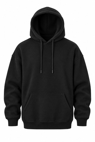 Coal City Erkek Siyah 3 İplik Şardonlu Oversize Kapüşonlu Sweatshirt Yumuşak Dokulu