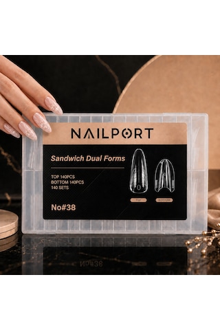 Badem Almond Protez Tırnak Sandwich Dual Üst Form Jel Polygel Acrygel - Akrijel Ve Polijel İçin Dual Form Şablon 280li Wn-df038