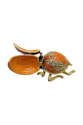 Swarovski Taşlı Uğur Böceği - Gizli Hazneli Masaüstü Hediyelik Sü