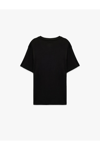 Koton Regular Fit Kısa Kollu Pamuklu Bisiklet Yaka Tişört Siyah 6sam10021mk