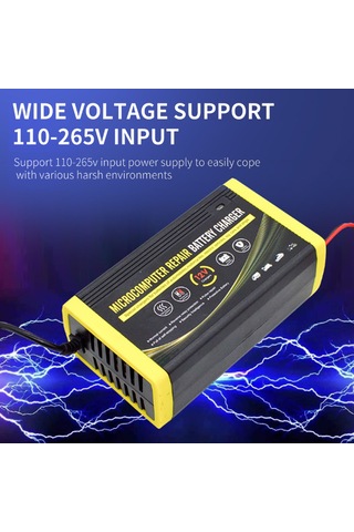 Ranyeek 12v 6a Akıllı Tamir Edici Akü Şarj Cihazı, Otomobil Motosiklet, Kurşun Asit Akü, Avrupa Şarjı 110-240v