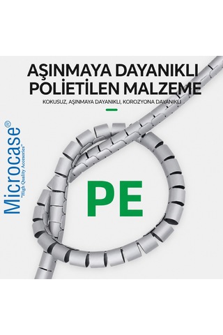 Spiral Kablo Kanalı Kablo Düzenleyici Toplayıcı 10mm Genişlik 1.5 Metre Uzunluk Gri Al5465