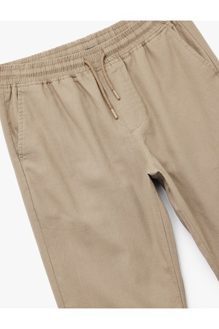 Koton Beli Bağcıklı Cep Detaylı Keten Pamuk Karışımlı Chino Pantolon Kahverengi 5sam40037hw Kahve