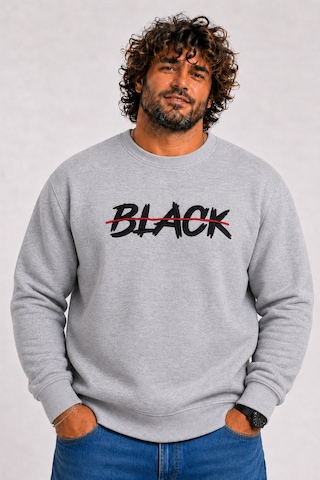 Starbattal Erkek Büyük Beden Sıfır Yaka 3ip Sweat Black 24202 Grı Melanj-2853 Gri Melanj