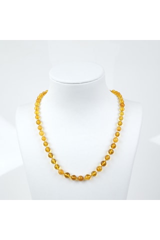 Doğal Damla Kehribar 50cm Kolye Açık Sarı