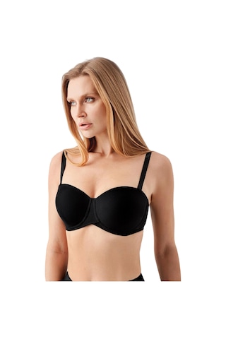 New Bra Newbra Lingerie 347057 Kadın Dolgusuz Straplez Basic Desteksiz C Cup Sutyen Siyah
