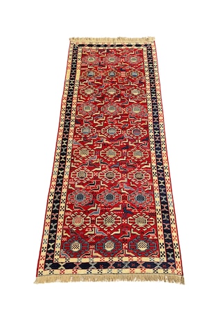 El Dokuma Sıfır İran Kilimi 77x190 Kırmızı Şahseven Yolluk