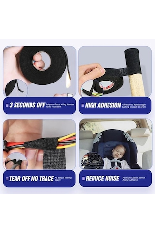 9/15/19mm Elektrik Bandı Isıya Dayanıklı Yapışkan Bez Kumaş Bant Otomotiv Kablo Bandı Kablo Demeti Kablo Demeti Elektrik Isı Bantları 9mm