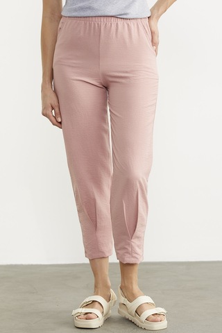 Paça Büzgü Detaylı Krep Pantolon - Pembe 001