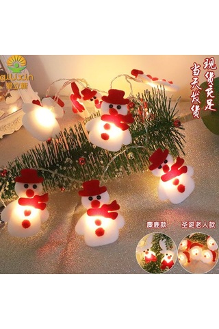 Ximistore9 Kar Karakteri Led Işık Zinciri Noel Giyim Ve Dekorasyonu - Sıcak Beyaz 1.65m 10 Işık Pilli