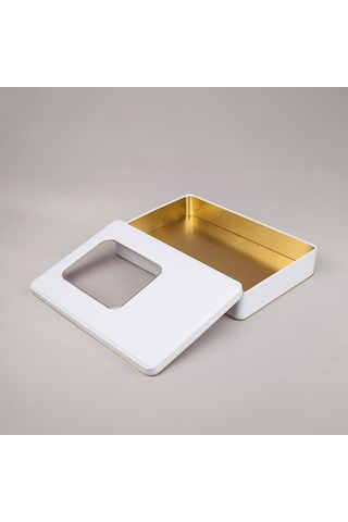 Pencereli Beyaz Metal Kutu 26,5x17,5x4,5 Cm