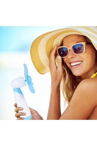 Mini El Fanı Taşınabilir Soğutma Fanı Dış Mekan Için Elektrikli Fan 0737 Mavi