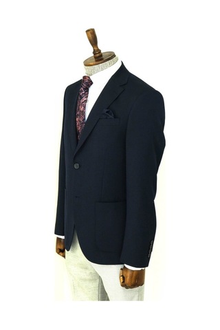 Wessi Kendinden Desenli Slim Fit Sivri Yaka Lacivert Erkek Ceket 001
