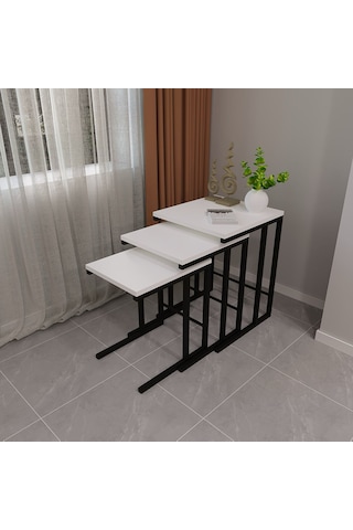 Star 3 Lü Zigon Sehpa Beyaz