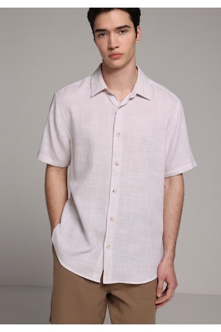 Colin's Colins Regular Fit Shirt Neck Düz Erkek Bej Kısa Kol Gömlek Cl1080095 Q1.v1 Beı
