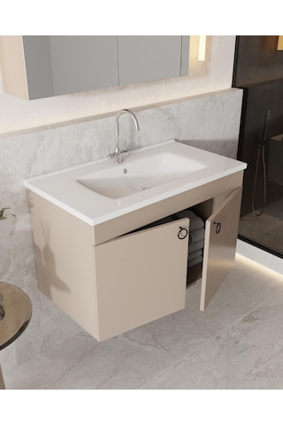 Karen Banyo Dafne 85 Cm, Mdf Lavabolu Banyo Dolabı Seti, Mdf, Lavabo Dahil Dafne