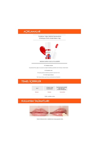 Missha Super Food Lip Oil Berry Yoğun Nemlendirici Dut Özlü Dudak Bakım Yağı 5.2 G