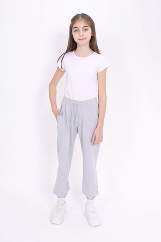 Toontoy Kız Çocuk Baskılı Beli Paçası Lastikli Cepli Basic Jogger Eşofman Altı 2 İplik Gri